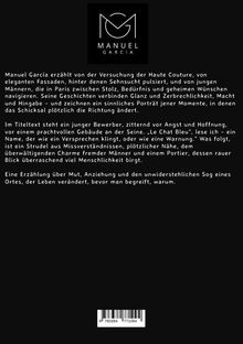 "Manuel García erzählt von der Versuchung der Haute Couture...[weiter im Text]"  
Oben ist ein Logo mit "MG MANUEL GARCIA" in weiß auf schwarz.