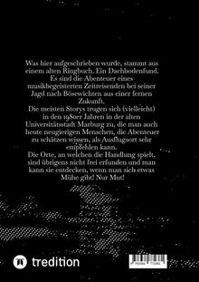 Text beschreibt Abenteuer eines mus ikbegeisterten Zeitreisenden. Unten ist das Logo von "tredition". 