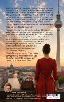 Texte: "Soll sie einem alten Traum und neuen Gefühlen folgen oder für ihre Familie kämpfen?" Frau in rotem Kleid schaut über Berlin.