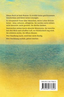 Dieses Buch ist kein Roman. Es versammelt Texte über Menschen. Hintergrund: Gelb und Blau in einer Struktur.