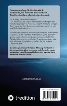 Text über einen mysteriösen Auftrag für "Northern Drift". Hintergrund in Dunkelblau mit dem Logo und Text "tredition".