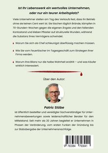 Beschriftung über die Werthaltigkeit von Unternehmen, Tipps für Unternehmer und Autorinfo mit Foto, darunter Barcode.