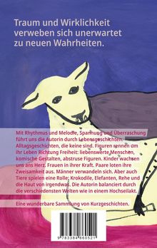 "Traum und Wirklichkeit verweben sich unerwartet zu neuen Wahrheiten." Illustration einer liegenden Ziege vor lilanem Hintergrund.