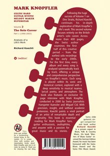 Mark Knopfler: Solo-Karriere, Band 2 (1990-2003) von Richard Koechli. Analyse eines Lebenswerks. Illustration einer Gitarrenkopf-Silhouette.