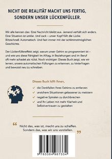 Text: "Nicht die Realität macht uns fertig, sondern unser Lückenfüller."

Enthält die Beschreibung eines Buches und ein Puzzle-Icon.