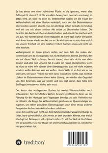 Ein Text diskutiert die Illusion der Willensfreiheit und beschreibt den Autor als Nicht-Wissenschaftler, der Flugzeuge plant. Unten rechts ein Strichcode und "tredition" als Logo.