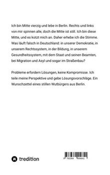 Text über gesellschaftliche Themen in Deutschland. Probleme erfordern Lösungen. Unten links: "tredition"-Logo.