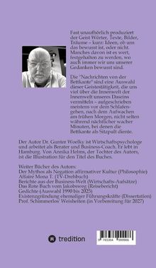 Text über geistige Aktivität und Bücher von Dr. Gunter Woelky. Schwarz-weiß Foto eines glatzköpfigen Mannes mit Brille.