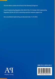 Textedition voll EU-Rechtsakt: VO (EU) 2023/2196 vom 16.10.2023. Ausgabe Antiphon Verlag auf blauem Hintergrund.