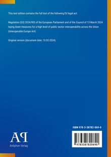 Text über EU-Verordnung von 2024 auf blauem Hintergrund. Antiphon Verlag Logo unten links. ISBN und Barcode unten rechts.