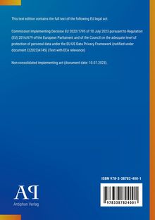 Text zur EU-Datenschutz-Rahmenregelung, Entscheidungsdetails und Datum. Unten links "Antiphon Verlag", rechts oben ISBN.