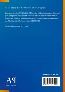 EU-Kommissionsentscheidung (EU) 2023/2463 vom 3. November 2023 über die Veröffentlichung des Benutzerleitfadens.