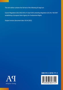EU-Verordnungstext über Menschenrechte. Titel: Antiphon Verlag. ISBN und Barcode unten rechts. Blaues Cover mit Farbverlauf.