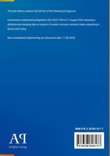 Weiße Textpassage auf blauem Hintergrund über EU-Rechtstext. Unten "Antiphon Verlag"-Logo. ISBN rechts.