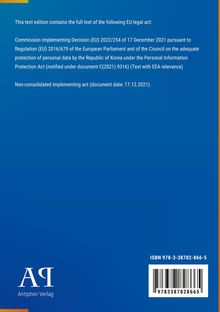 EU-Verordnungstext über Datenschutz in Korea, Antiphon Verlag, ISBN und Barcode auf blauem Hintergrund.
