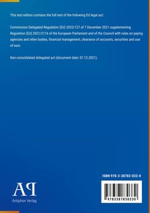 Text zur EU-Verordnung (EU) 2022/127 vom 7. Dezember 2021. ISBN: 978-3-38783-033-0. Antiphon Verlag Logo unten.
