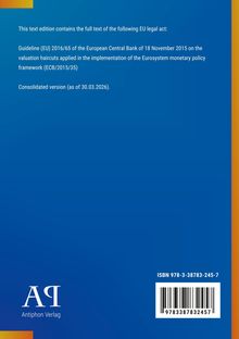 Textausgabe des EU-Rechtakts: Richtlinie (EU) 2016/65 der EZB vom 18.11.2015; Konsolidierte Fassung 30.03.2026. Links Logo.