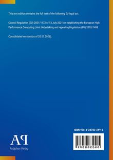 Text zu EU-Vorschrift und Konsolidierung bis 2026. ISBN und Barcode unten rechts, "Antiphon Verlag" links, blaues Design.