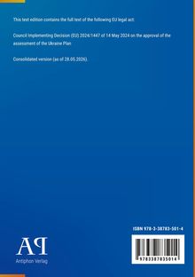 Blauer Hintergrund mit Text über EU-Rechtsakt und Ukraine-Plan. Logo: "AQ Antiphon Verlag". ISBN-Nummer unten rechts.