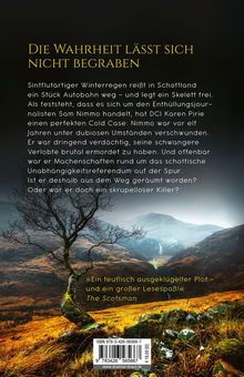 "Die Wahrheit lässt sich nicht begraben" steht oben. Darunter Text über einen Cold Case in Schottland. Im Vordergrund ein Baum vor Bergen.
