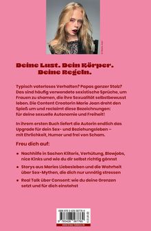 Deine Lust. Dein Körper. Deine Regeln. Frau mit langen blonden Haaren blickt selbstbewusst, pinker Hintergrund.