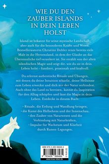 Titel: "Wie du den Zauber Islands in dein Leben holst". 

Der Hintergrund ist blau mit Illustrationen von Bergen und einem weißen Fuchs.