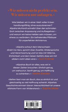 „Wir müssen nicht perfekt sein. Wir müssen nur anfangen.“ Eine violette Buchrückseite mit Zitaten und ISBN.