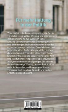 Titel: "Für mehr Haltung in der Politik". Ein Text thematisiert politische Haltung und Verantwortung. ISBN am unteren Rand.