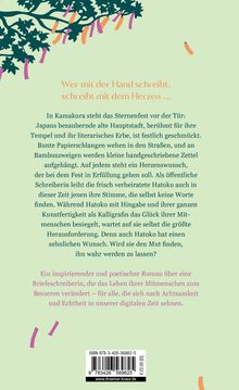 Wer mit der Hand schreibt, schreibt mit dem Herzen ... Ein inspirierender Roman über eine Briefeschreiberin. Links oben Baumzweige.