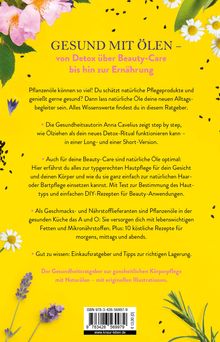 „GESUND MIT ÖLEN – von Detox über Beauty-Care bis hin zur Ernährung“ auf gelbem Hintergrund mit Blumen und Blättern.
