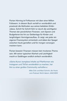 Texte über Finanzen und persönliche finanzielle Bildung von Florian Hörning, mit Zitat von Mike Zick und Maxi Schnitt.