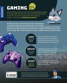 "Gaming - Entdeck's auf deine Art! Kosmos Schlaufux. Lernen, Wählen, Wissen: Lesen für vertieftes Gaming-Wissen."  
Zwei Controller und ein illustrativer Fuchs.