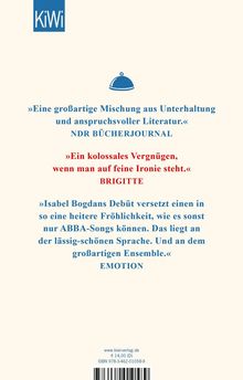 Zitate: „Großartige Mischung aus Unterhaltung und anspruchsvoller Literatur.“ Logo: KiWi in Blau.