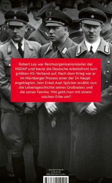 Text über Robert Leys Rolle in der NSDAP. Schwarz-weiß Foto von Männern in Uniformen im Hintergrund.
