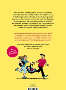Ein Elternratgeber voller Praxistipps. Illustration: Frau mit Babytrage und Mann mit "GO GO GO" Shirt in Bewegung.