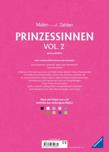 Cover eines Malbuchs: "Malen nach Zahlen, Prinzessinnen Vol. 2", rosa Hintergrund, Disney-Prinzessinnen.