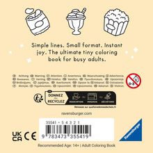 "Simple lines. Small format. Instant joy. The ultimate tiny coloring book for busy adults." Illustrationen: Dessertmotive.