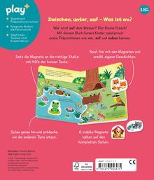 "Zwischen, unter, auf – Was ist wo? Wer sitzt auf dem Wasser? Der kleine Frosch! Magnetspiel mit Tieren zum Lernen von Präpositionen."