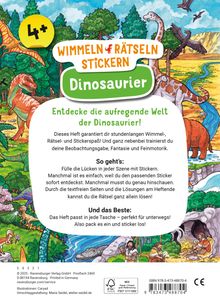 Ravensburger Wimmeln, Rätseln, Stickern: Dinosaurier - Stickerbuch ab 4 Jahren, 13 Wimmelbilder, über 300 Sticker, Dinosaurier, Buch