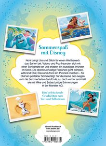 "Sommerspaß mit Disney. Fünf erfrischende Geschichten zum Vor- und Selbstlesen." Bilder von Disney-Figuren in Sommeraktivitäten.