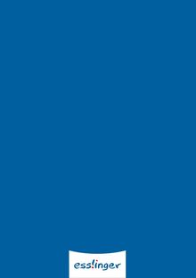 Text "esslinger" in einem stilisierten Logo unten; einfarbig blauer Hintergrund.