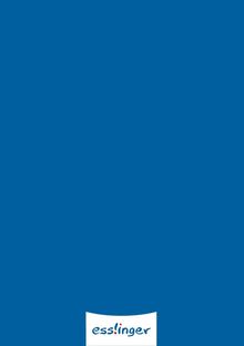 Der Text "esslinger" erscheint in einem Logo. Der Hintergrund ist einheitlich blau.