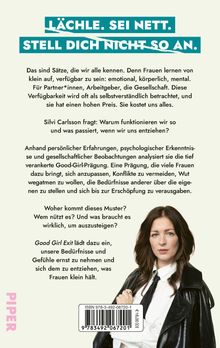 Titel: LÄCHLE. SEI NETT. STELL DICH NICHT SO AN. Darunter Text über gesellschaftliche Erwartungen an Frauen. Unten Frau im Bild.