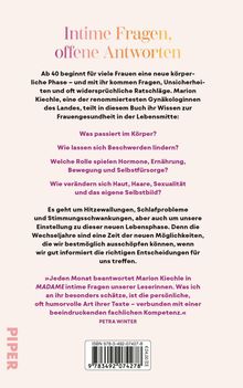 "Intime Fragen, offene Antworten" in rosa und gelb. Text über Frauen in den Wechseljahren. Verlag "PIPER". ISBN unten.