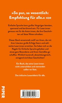 Zitat: "So pur, so wesentlich: Empfehlung für alle." NDR. Orangener Hintergrund, weißer und schwarzer Text, Verlag "PIPER".