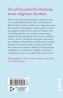 Hannah Arendt: Der Liebesbegriff bei Augustin, Buch