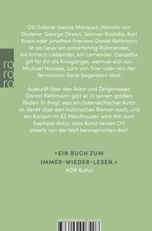 Text über Daniel Kehlmanns Lese- und Filmvorlieben. Zitat: „Ein Buch zum Immer-wieder-Lesen.“ Grüner Hintergrund, links ein Logo.