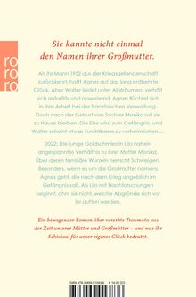 „Sie kannte nicht einmal den Namen ihrer Großmutter“ steht oben. Beschreibender Text über Agnes und ihre Familie. Links: „rororo“.