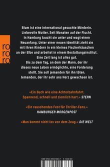 Ein rororo-Logo links. Text beschreibt eine gesuchte Mörderin und Mutter, die in Hamburg ein neues Leben beginnt. Buchrezensionen.