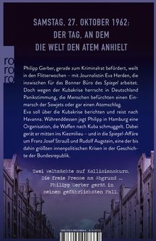 Text: "Samstag, 27. Oktober 1962: Der Tag, an dem die Welt den Atem anhielt." Darunter eine detaillierte Buchbeschreibung. Umgebung: Gebäude.